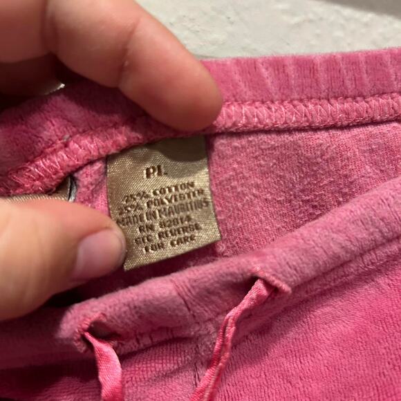 Vintage 90s/Y2K Pink velvet velour sweatpants with drawstring waist - Picture 6 of 8